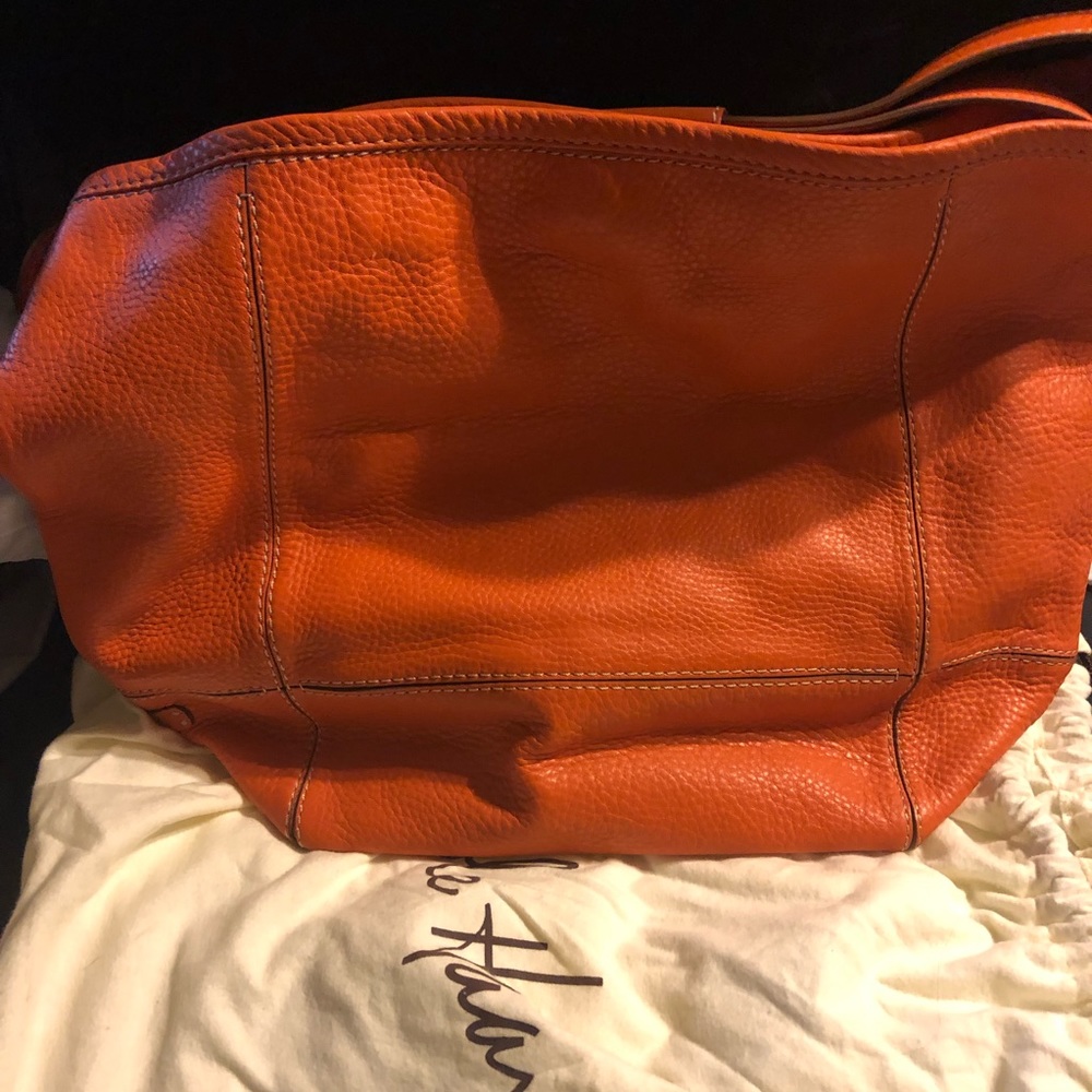Cole Haan Pebble Leather Tote Hobo Purse- Orange